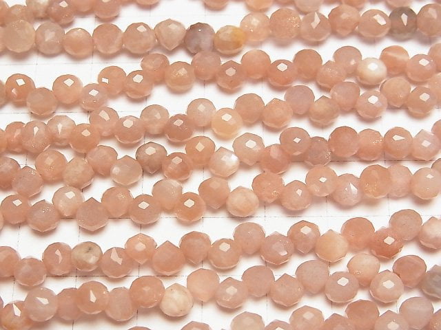 Hochwertiger! Oranger Mondstein AA+ Zwiebel facettierte Briolette 6x6x6mm halbe oder 1 Strang Perlen (ca. 15 Zoll / 37 cm)