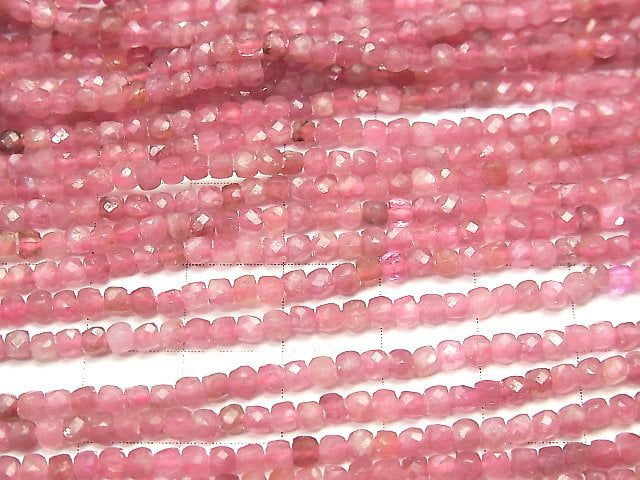 Hochwertig! Rosa Turmalin AA++ Würfelform 2x2x2mm 1Strang Perlen (ca. 37 cm)