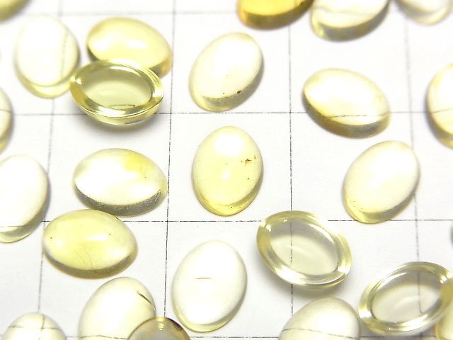 黃色琥珀橢圓形素面寶石 8x6mm 5顆