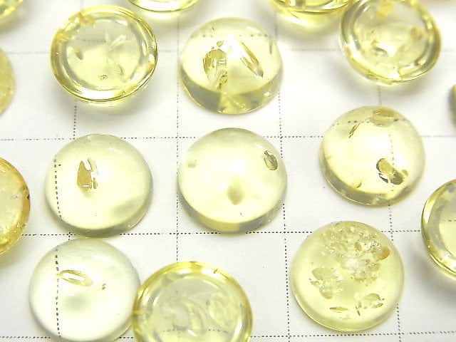 裂紋黃色琥珀圓形凸圓面 10x10mm 2顆