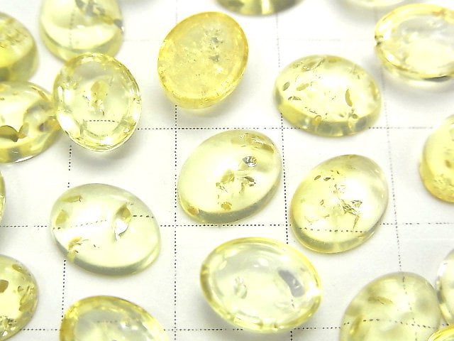 裂紋黃色琥珀橢圓形素面蛋面 10x8mm 3顆