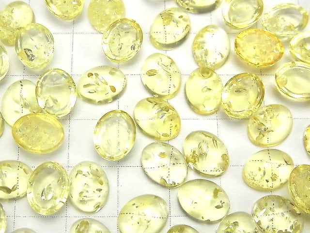 Rissiger gelber Bernstein Oval Cabochon 10x8mm 3Stk