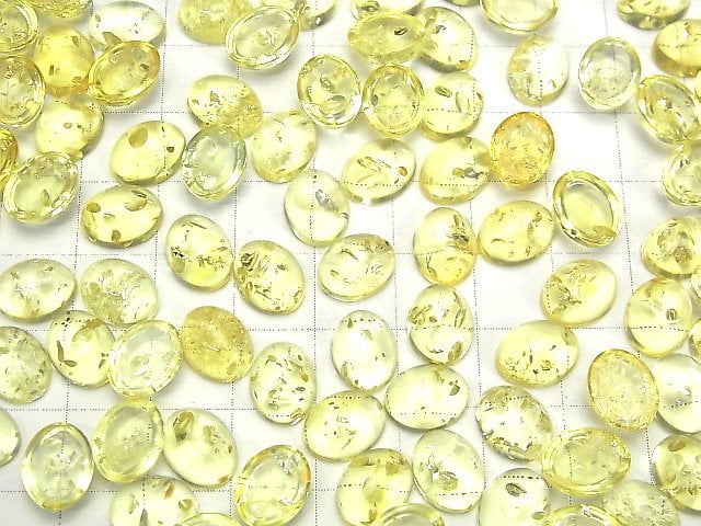 Rissiger gelber Bernstein Oval Cabochon 10x8mm 3Stk
