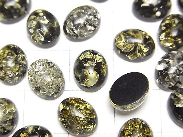 裂紋黑色琥珀橢圓形蛋面 10x8mm 3顆