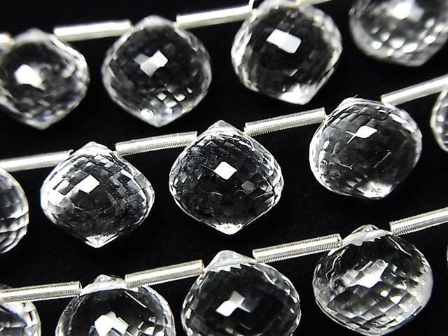MicroCut 高品質水晶石英 AAA 刻面洋蔥形梨形半串或 1 串珠子 (8 顆)