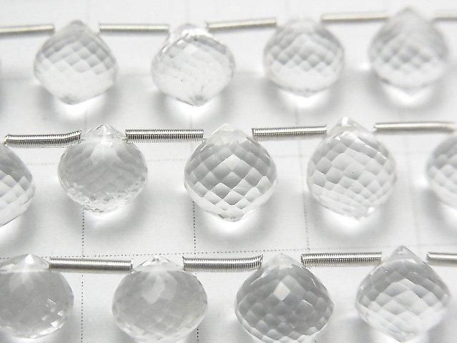 MicroCut 高品質水晶石英 AAA 刻面洋蔥形梨形半串或 1 串珠子 (8 顆)