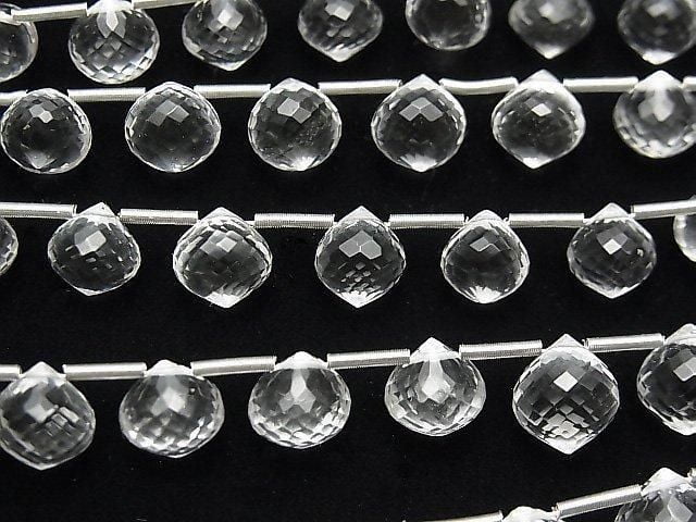 High Quality Crystal AAA Onion Faceted Briolette Half or 1 Strand (8pcs) Microcut