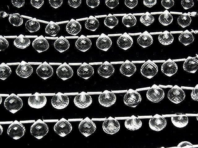 High Quality Crystal AAA Onion Faceted Briolette Half or 1 Strand (8pcs) Microcut