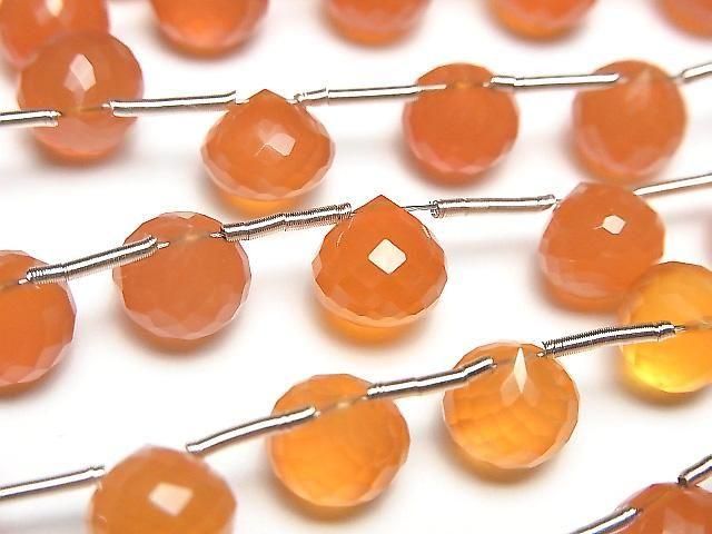 MicroCut 高品質紅玉髓 AAA 洋蔥刻面水滴 1串 (8顆)