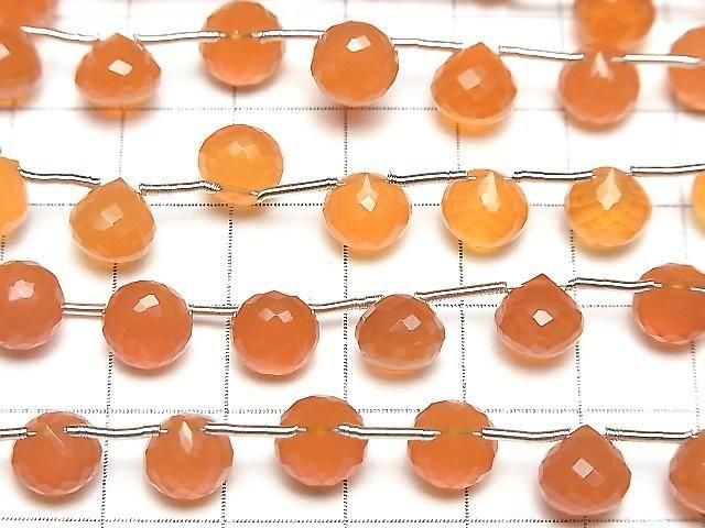 MicroCut Hochwertiger Karneol AAA Zwiebel Facettierte Briolette 1 Strang Perlen (8 Stück)