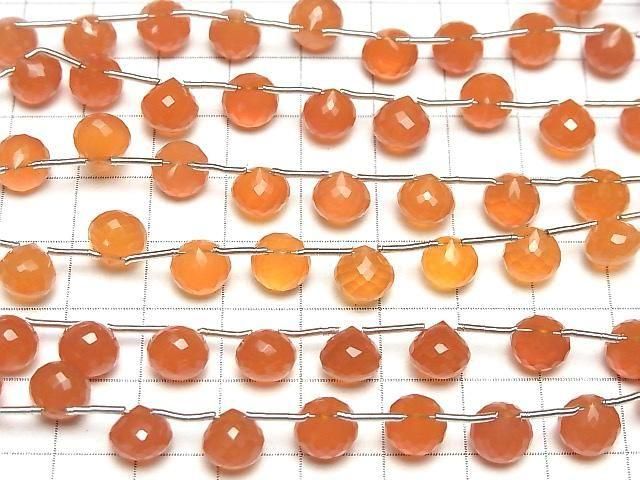 MicroCut Hochwertiger Karneol AAA Zwiebel Facettierte Briolette 1 Strang Perlen (8 Stück)