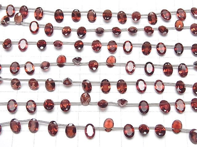 Hochwertiger Granat AAA Oval facettiert 7x5mm halbe oder 1Strang Perlen (28Stück)