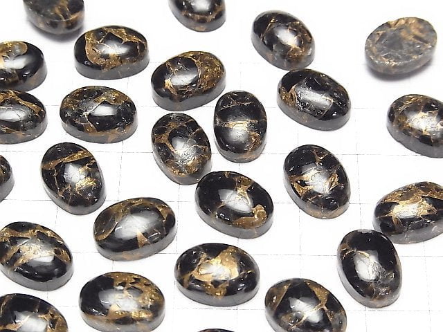 Kupfer Obsidian AAA Oval Cabochon 14x10mm 3Stück