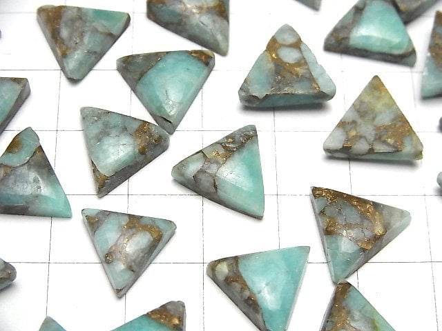 Kupfer-Amazonit AAA dreieckiger Cabochon 12x12 mm 4 Stück