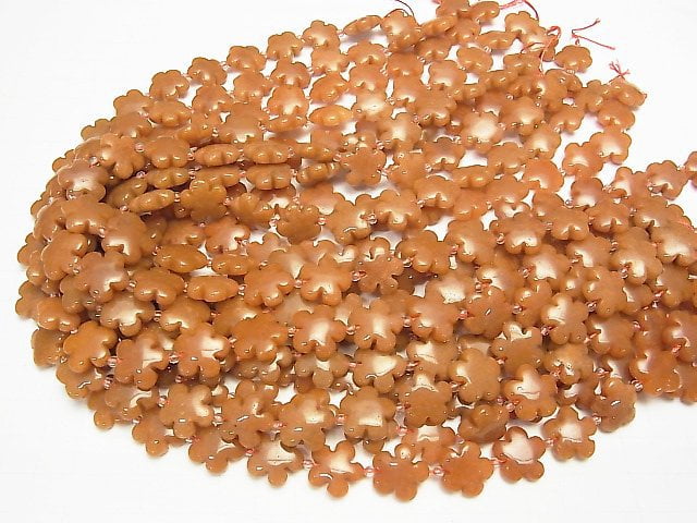 Oranger Aventurin Blume 15x15x6mm halbe oder 1Strang Perlen (ca. 15 Zoll / 38 cm)