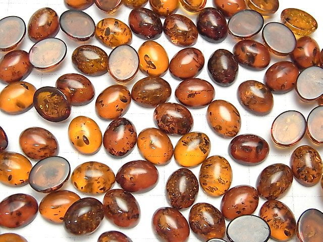 Rissiges Baltisches Bernstein Oval Cabochon 10x8mm 3Stück