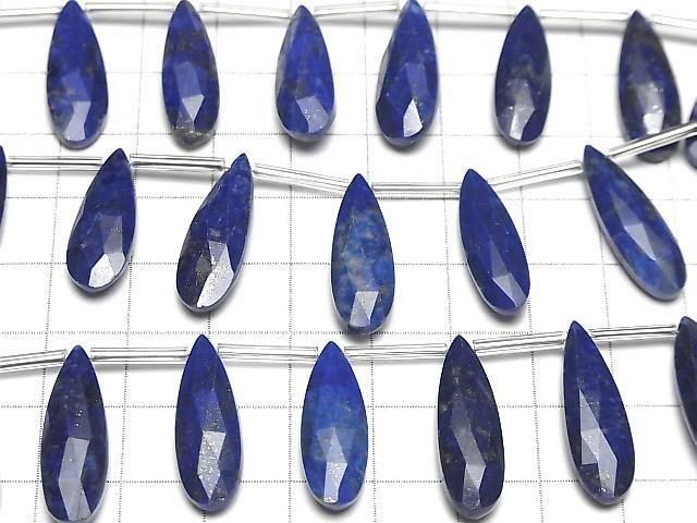 Lapislazuli AA++ Tropfenform Facettierte Briolette 24x8mm 1 Strang Perlen (8 Stück)