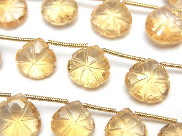 Carving, Chestnut Shape, Citrine Gemstone Beads