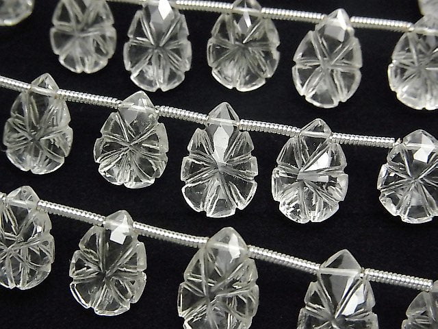 Carving, Crystal Quartz, Pear Shape Gemstone Beads