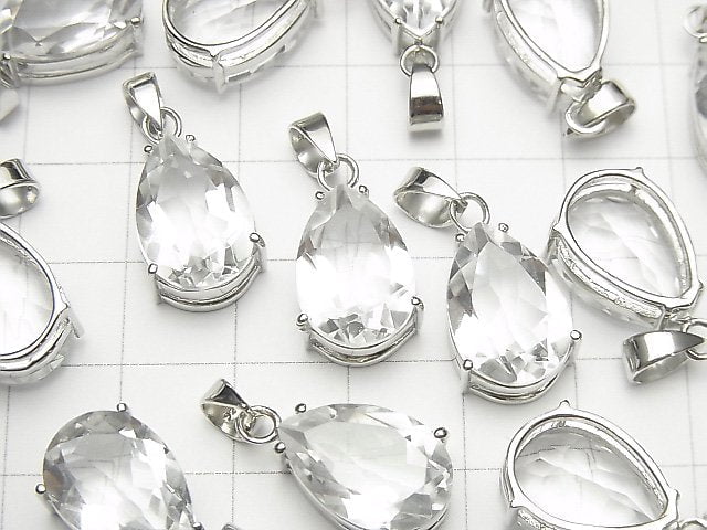 Hochwertiger Kristall AAA Birnenform facettierter Anhänger 14x10mm Silber925 1Stück