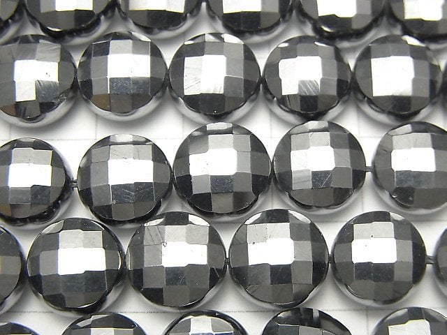 高品質!太赫茲刻面錢幣珠10x10mm 半串或1串(約15英吋/36公分)