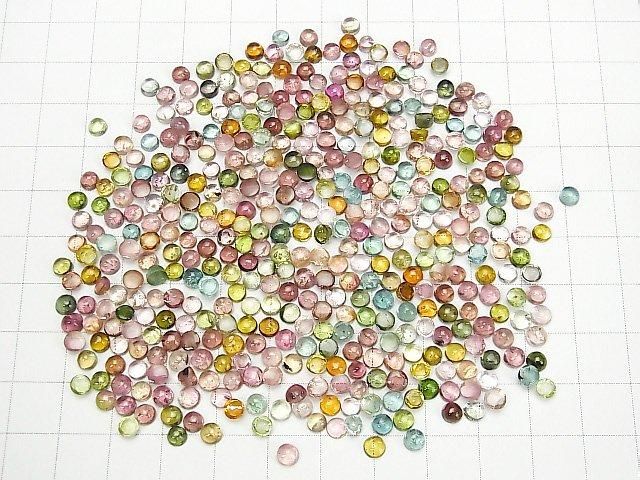 Hochwertiger Multicolor-Turmalin AA++ runder Cabochon 4x4mm 10 Stück