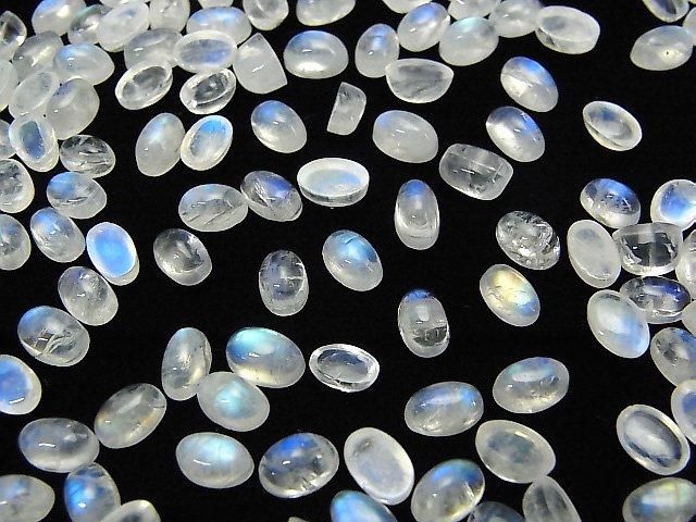 Hochwertiger Regenbogen-Mondstein AA++ oval Cabochon 6x4mm 10 Stück