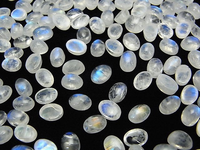 Hochwertiger Regenbogen-Mondstein AA++ oval Cabochon 7x5mm 10 Stück