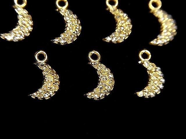 Pendentif Lune Diamant 7x5x1.5mm 18KGP 1 pièce