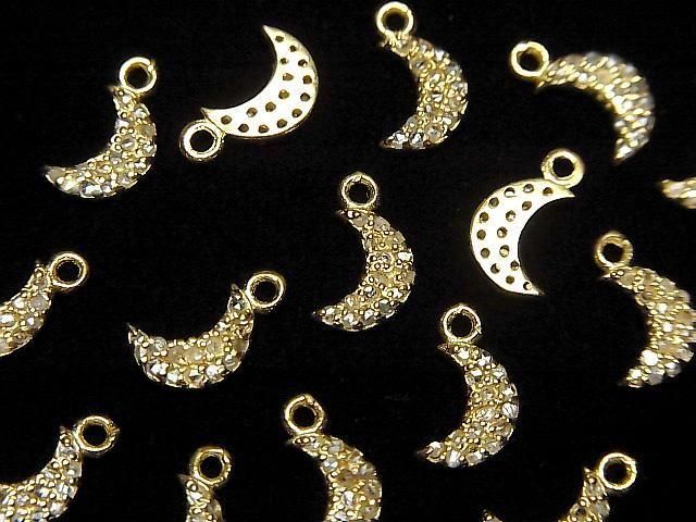 Pendentif Lune Diamant 7x5x1.5mm 18KGP 1 pièce