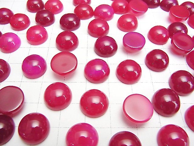 Fuchsia-pink Chalcedon AAA rund Cabochon 12x12mm 3 Stück