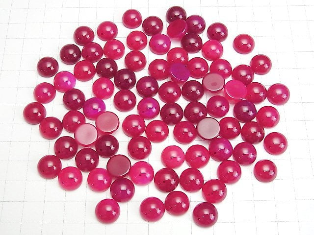 Fuchsia-pink Chalcedon AAA rund Cabochon 12x12mm 3 Stück