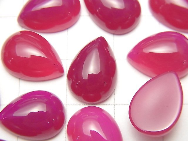 紫粉色玉髓 AAA 梨形素面切割 14x10mm 2顆