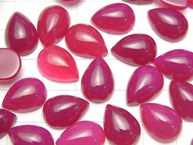 Fuchsia Pink Chalcedon AAA Birnenform Cabochon 14x10mm 2 Stück