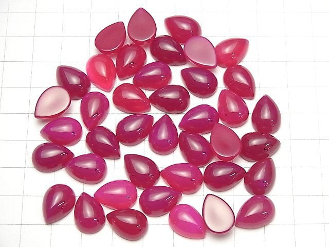 Fuchsia Pink Chalcedon AAA Birnenform Cabochon 14x10mm 2 Stück