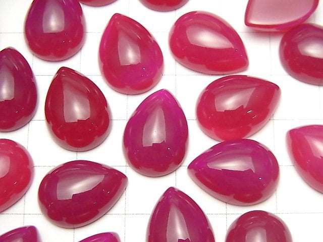 Fuchsia Pink Chalcedon AAA Birnenform Cabochon 18x13mm 2 Stück