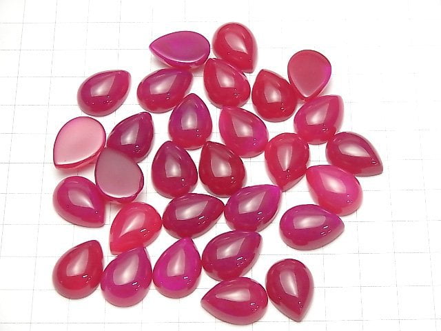 Fuchsia Pink Chalcedon AAA Birnenform Cabochon 18x13mm 2 Stück