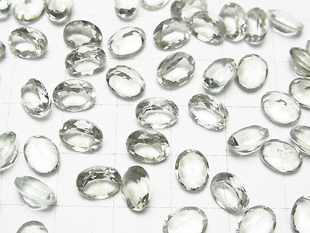Hochwertiger grüner Amethyst AAA unbohrbar oval facettiert 8x6mm 5 Stück