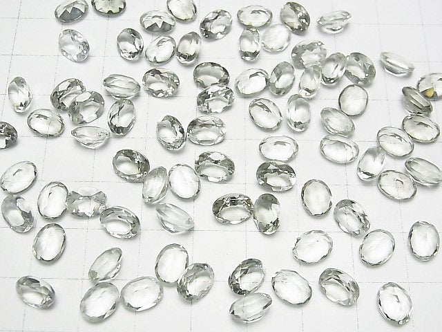 Hochwertiger grüner Amethyst AAA unbohrbar oval facettiert 8x6mm 5 Stück