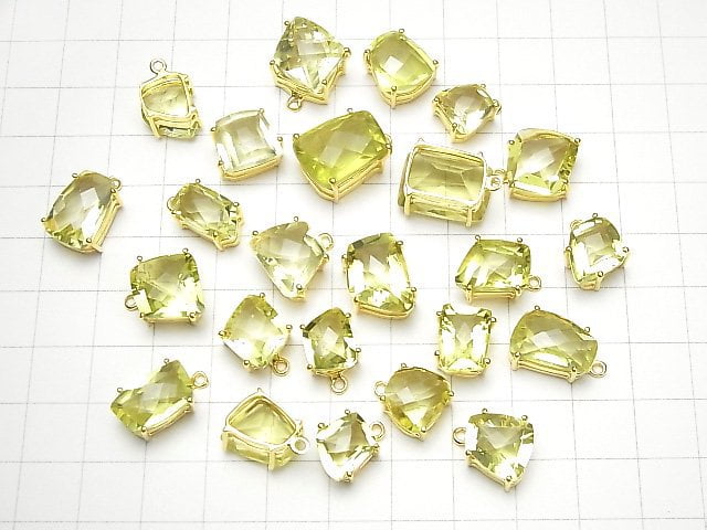 Hochwertiger Zitronenquarz AAA Zargenfassung fancy Form facettiert 18KGP 1 Stück