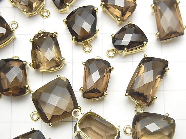 Hochwertiger rauchiger Quarz AAA Zargenfassung fancy Form facettiert 18KGP 1 Stück