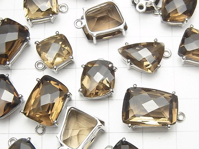 Hochwertiger rauchiger Quarz AAA Zargenfassung fancy Form facettiert Silber925 1 Stück