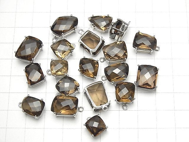 Hochwertiger rauchiger Quarz AAA Zargenfassung fancy Form facettiert Silber925 1 Stück