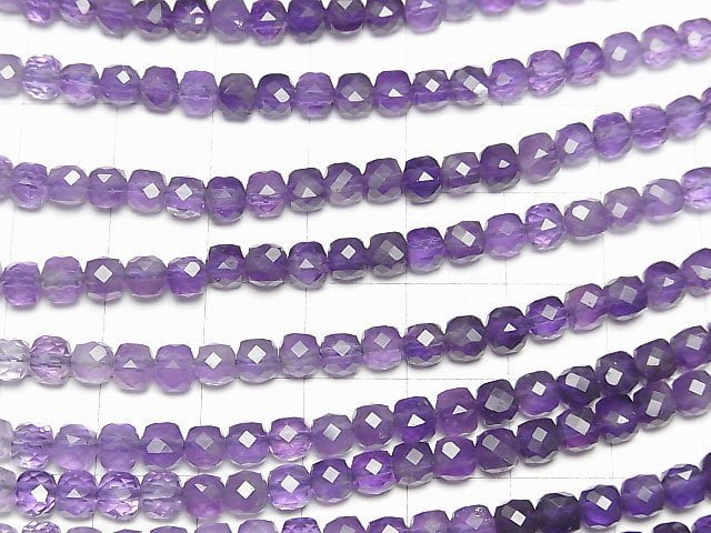 High Quality! Amethyst AA++ Cube Shape 4x4x4mm half or 1strand beads (aprx.15inch/36cm)