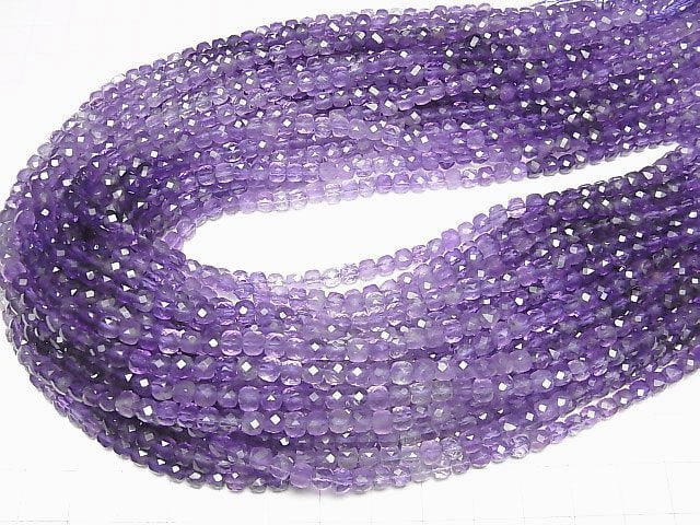 High Quality! Amethyst AA++ Cube Shape 4x4x4mm half or 1strand beads (aprx.15inch/36cm)