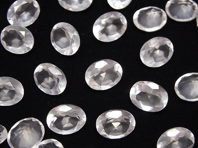 Hochwertig! Rosenquarz AAA lose Steine oval facettiert 10x8mm 2 Stück