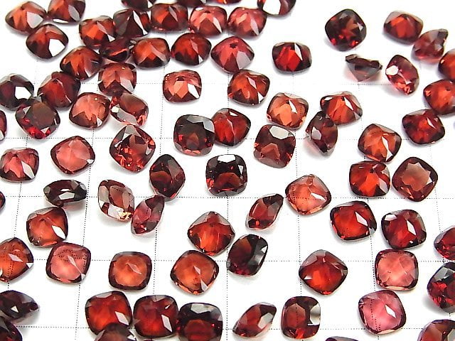 Hochwertig! Mosambik Granat AAA lose Steine quadratisch facettiert 6x6mm 5 Stück