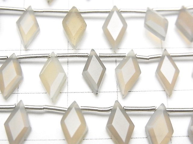 高品質灰色縞瑪瑙 AAA 菱形 10x5mm 1串 (18顆)
