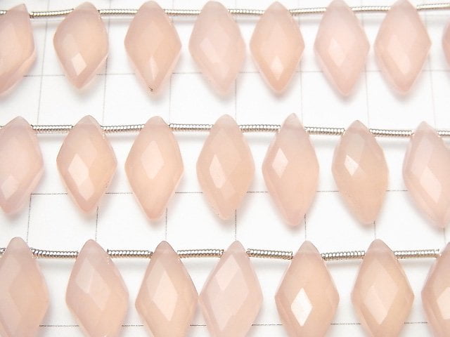 Rosa Chalcedon AAA diamantförmig 1 Strang Perlen (12 Stück)