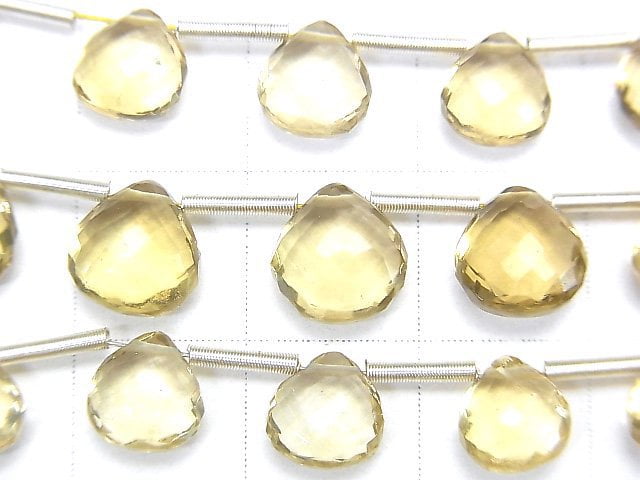 MicroCut 高品質天然香檳色石英 AAA 栗子刻面水滴 1串 (8顆)